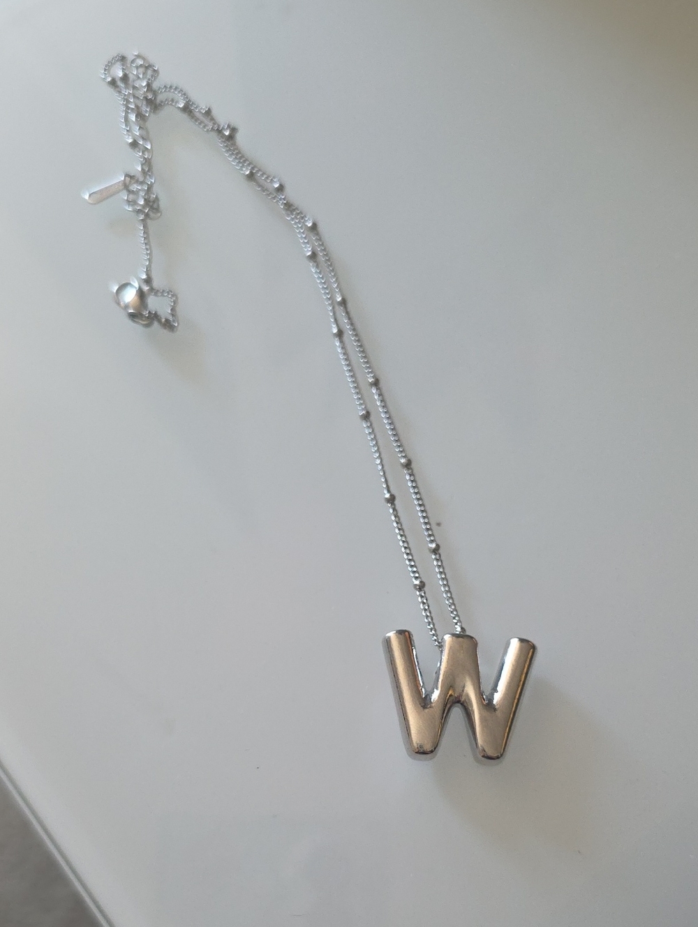 Costume Silver Tone 'W' Initial Pendant Necklace - Women's Jewelry